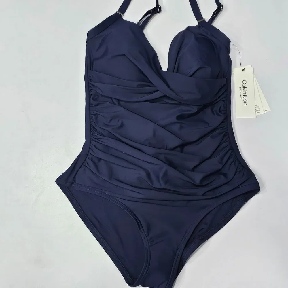 Calvin Klein Twist-Front Tummy-Control One-Piece Swimsuit - Picture 5 of 7